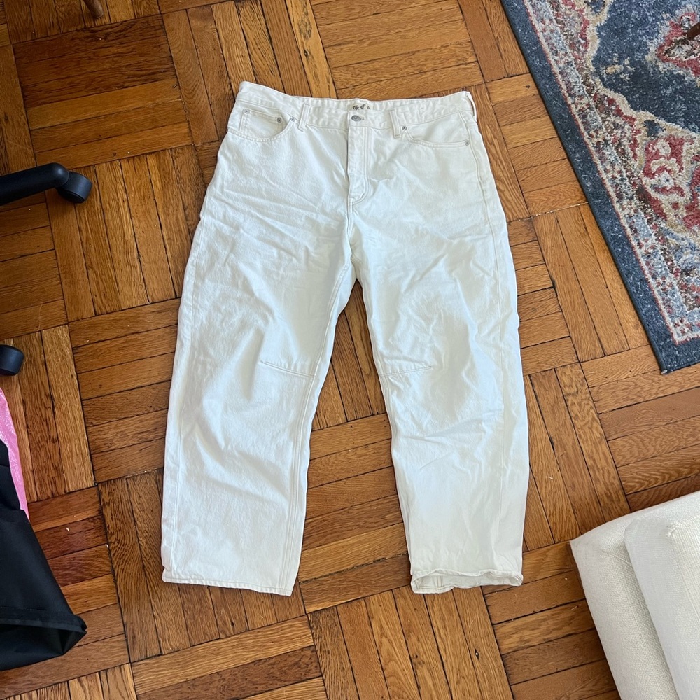 Madewell White barrel jeans